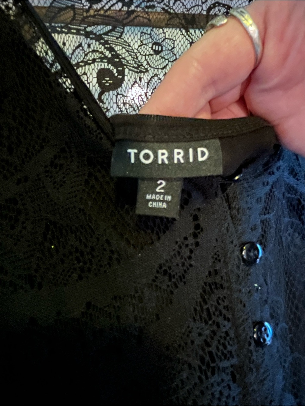 torrid Black Lace Midi Dress with Button Front and slip - Picture 5 of 5